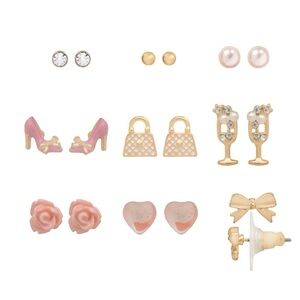 LC Lauren Conrad Gold Tone 9-Pair Girly Icons Earring Set